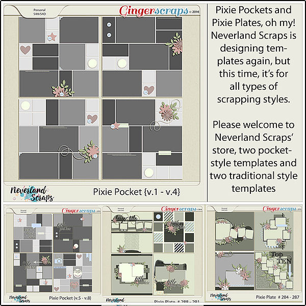 Pixie Plate # 284 - 287 - https://store.gingerscraps.net/Pixie-Plate-284-287.html Pixie Plate # 288 - 291 - https://store.gingerscraps.net/Pixie-Plate-288-291.html Pixie Pocket v.1 - v.4 - https://store.gingerscraps.net/Pixie-Pocket-v.1-v.4.html Pixie Pocket v.5 - v.8 - https://store.gingerscraps.net/Pixie-Pocket-v.5-v.8.html